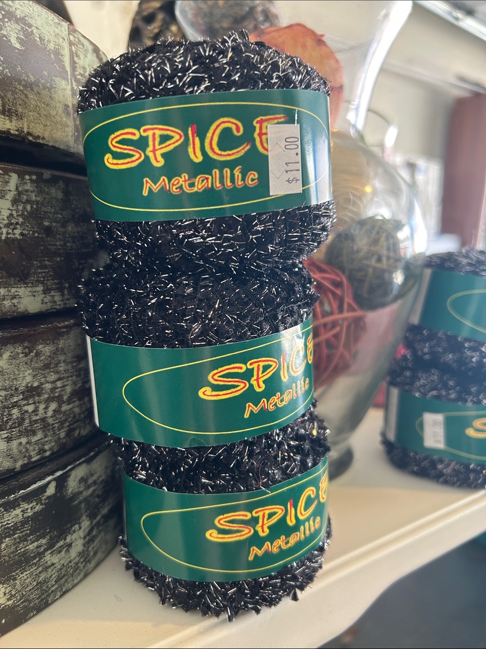 SPICE Metallic Black Decorative Yarn - 6 Pack